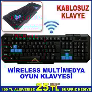 WİRELESS MULTİMEDYA OYUN KLAVYESİ KABLOSUZ KLAVYE YÜKSEK KALİTELİ MEMBRON DOKUNMATİK ANAHTARI MEVCUT
