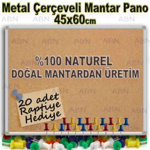 Duvara Monte Metal Çerçeveli Mantar Pano 45x60cm Sağlam Alüminyum Çerçeveli Doğal Mantardan Üretim