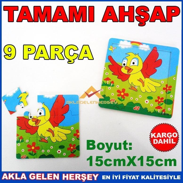 ÇOCUKLAR İÇİN EĞİTİCİ 9 PRC AHŞAP KUŞ PUZZLE