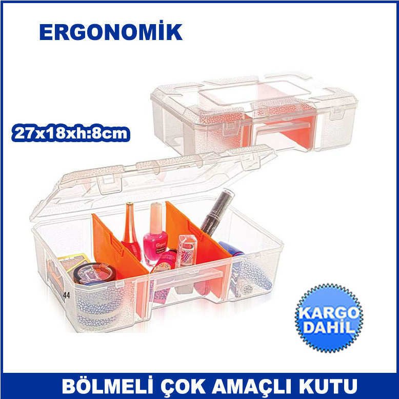 Ergonomik Tasarıma Sahip Ayarlanabilir Bölmeli Çok Amaçlı Kutu 27x18xh:8