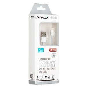 İphone telefonlar için 2 metre hızlı şarj - data kablosu 2 Amper Syrox Lightning usb uzun boy c82