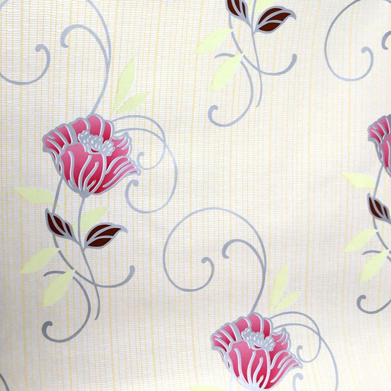 5mt Rulo 500x45cm Krem Renk Çizgili Pembe Çiçek Desenli Yapışkanlı Pvc Folyo Duvar+Mobilya Kaplaması