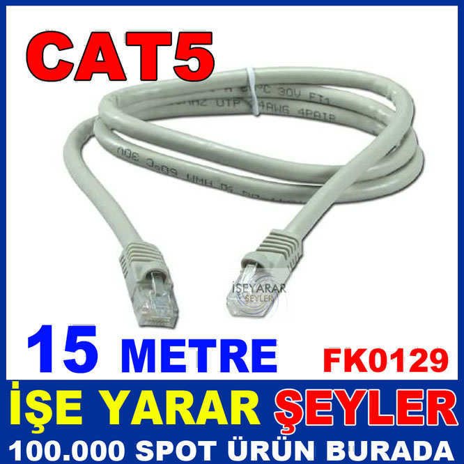 15 METRE CAT5 ETHERNET KABLOSU 2 UCU JACKLI