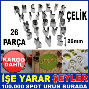 26 HARFLİ PASLANMAZ ALFABE KURABİYE KALIBI KD