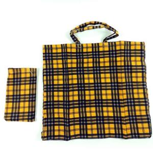 Kılıflı 55x42 Cm Sağlam Likra Kumaş Pazar Alışveriş Çantası Ekoseli