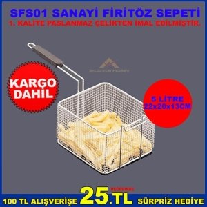 SFS01 SANAYİ FİRİTÖZ SEPETİ 1.SINIF PASLANMAZ ÇELİK