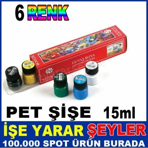 ÜCRETSİZ KARGO İLE SÜDOR 6'lı SET NON-TOXIC PET GUAJ BOYA SETİ