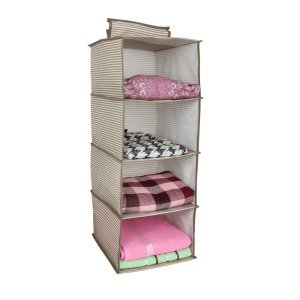 4 Gözlü Katlanabilir Organizer Bez Dolap Düzenleyici Gardırop Raf Düzenleyici
