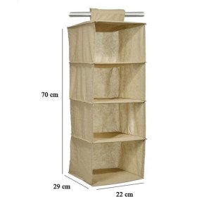 4 Gözlü Katlanabilir Organizer Bez Dolap Düzenleyici Gardırop Raf Düzenleyici