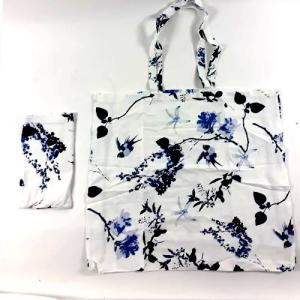 Kılıflı 55x42 Cm Sağlam Likra Kumaş Pazar Alışveriş Çantası Çiçekli