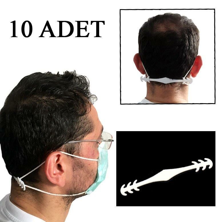10 Adet Zararsız Acıtmayan Maske Takma Aparatı Kulak Yarası Önler Tahriş Etmeyen Plastik Aparat