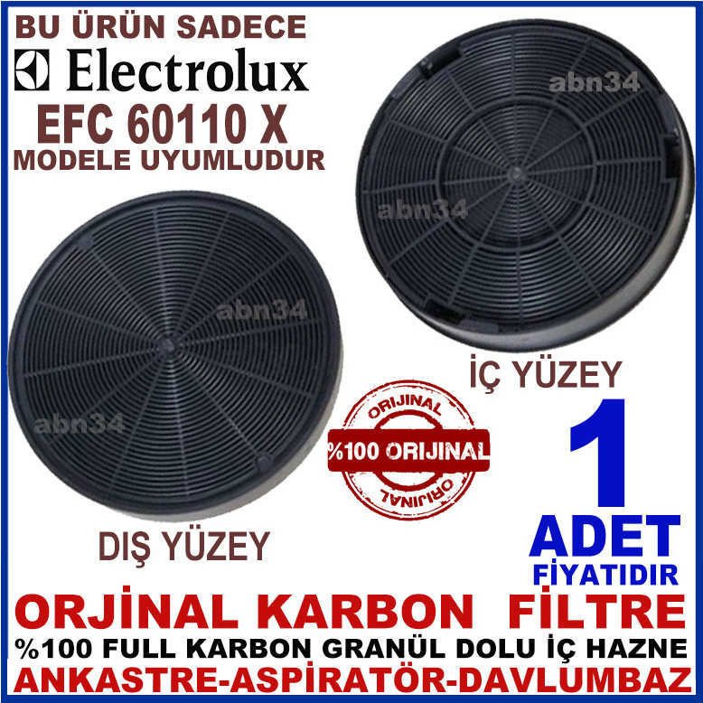 ELECTROLUX ANKASTRE DAVLUMBAZ FİLTRESİ ELECTROLUX EFC 60110 X DAVLUMBAZ İÇİN GRANÜL KARBONLU FİLTRE
