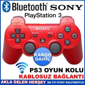Ücretsiz Kargo SONY PLAYSTATİON3 BLUETOOTH WİRELESS KOL KIRMIZI