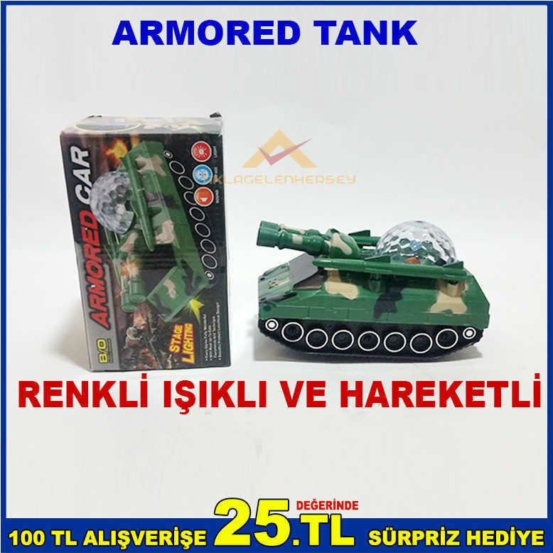 ÇOCUKLARIN DİKKATİNİ ÇEKECEK IŞIK SAÇAN HAREKETLİ VE IŞIKLI ARMORED TANK ÇOCUK OYUNCAĞI