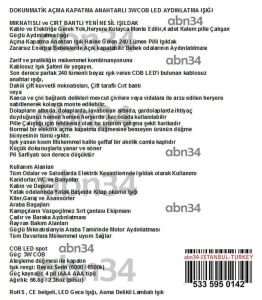 Dokunmatik Açma Kapatma Anahtarlı 3W COB Led Aydınlatma Işığı Mıknatıslı Yeni Nesil Pilli Işıldak