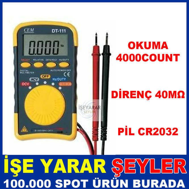DT111 AVOMETRE MULTIMETRE VOLTAJ AKIM ÖLÇÜ ALETİ