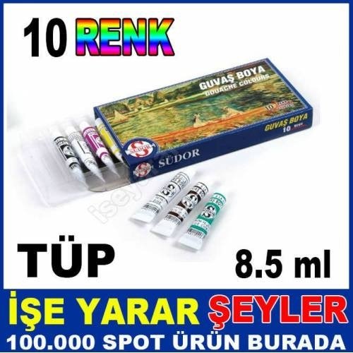 ÜCRETSİZ KARGO İLE SÜDOR 10'lu SET NON-TOXIC TÜP GUAJ BOYA SETİ