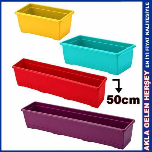 1.KALİTE PLASTİKTEN ÜRETİM 50cm DİKDÖRTGEN RENKLİ PLASTİK BALKON SAKSISI RENGARENK ÇİÇEK SAKSI -2