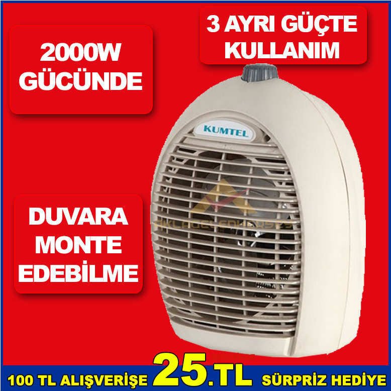 2000 WATT GÜCÜNDE SICAK VE SOĞUK MEKANLAR İÇİN DUVARA MONTE EDİLEBİLMELİ ELEKTRİKLİ FANLI ISITICI
