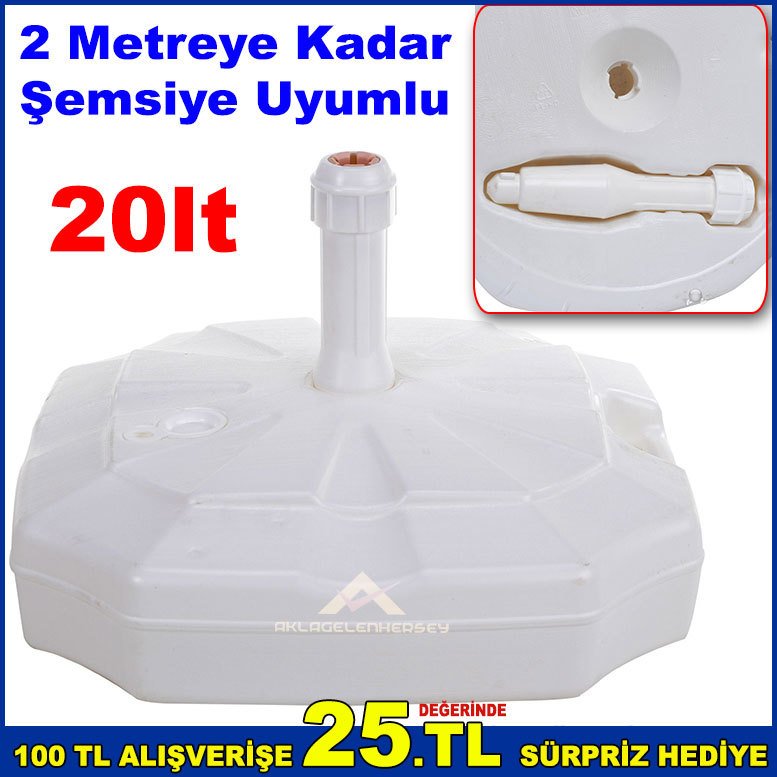 Plaj Bahçe Şemsiye Bidonu 2 Metreye Kadar Şemsiye Uyumlu Belde Şemsiye Altlığı 20 Litre