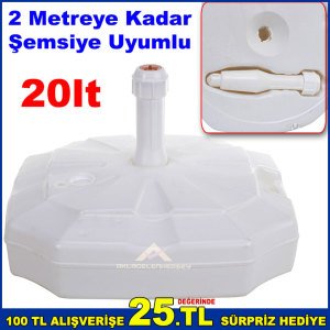 Plaj Bahçe Şemsiye Bidonu 2 Metreye Kadar Şemsiye Uyumlu Belde Şemsiye Altlığı 20 Litre