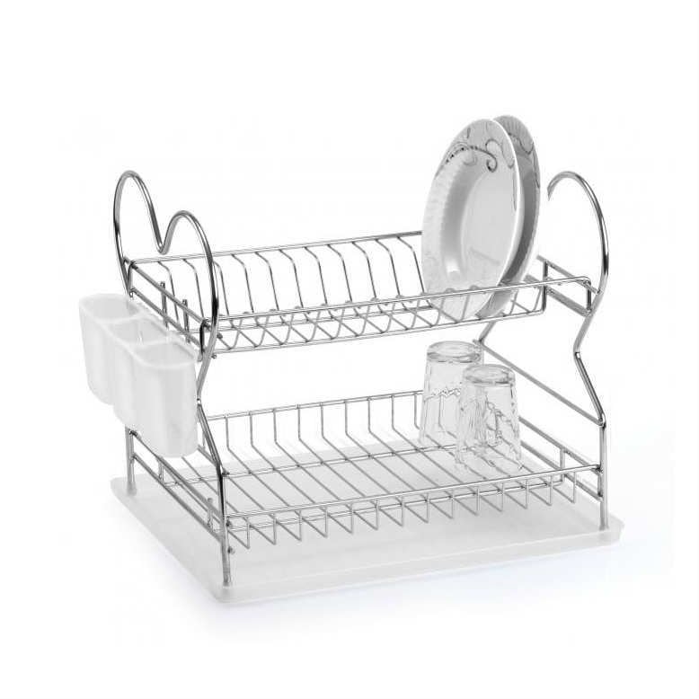 Krom Kaplama 2 Katlı Demonte Tabaklık - Bulaşık Sepeti - Bulaşıklık 516