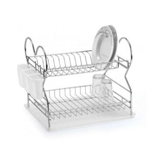 Krom Kaplama 2 Katlı Demonte Tabaklık - Bulaşık Sepeti - Bulaşıklık 516