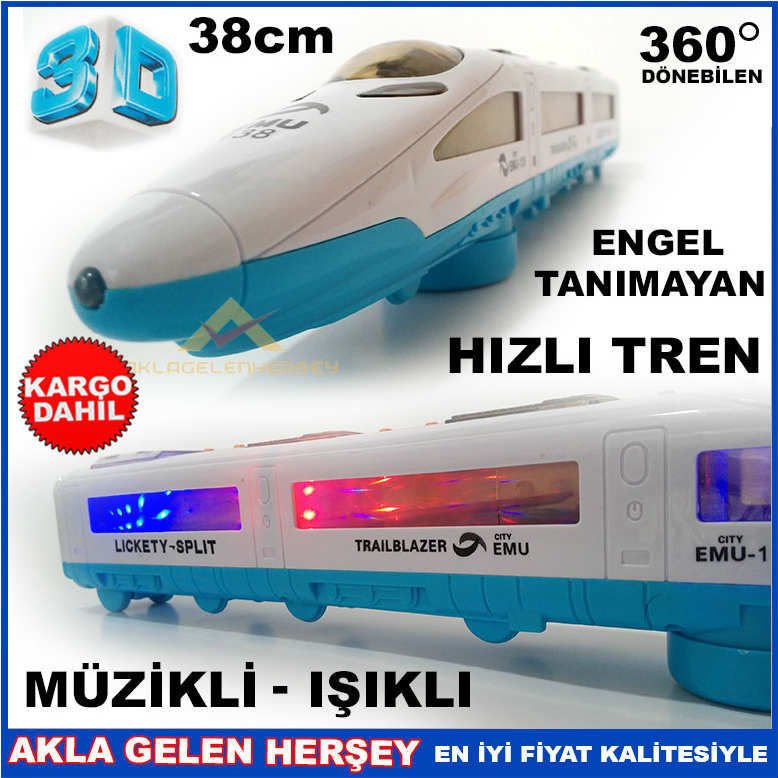 IŞIKLI MÜZİKLİ ENGEL TANIMAYAN PİLLİ HIZLI TREN