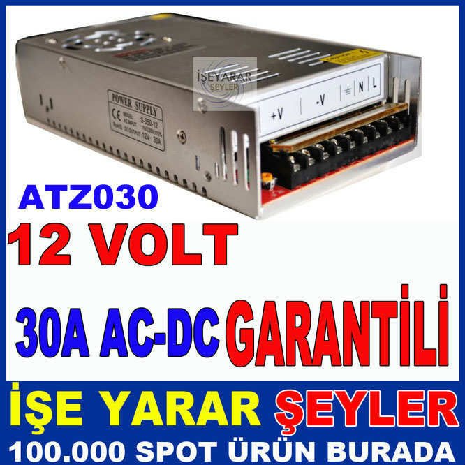 GARANTİLİ 12V 30A AC-DC İÇ MEKAN LED ADAPTÖR FAN