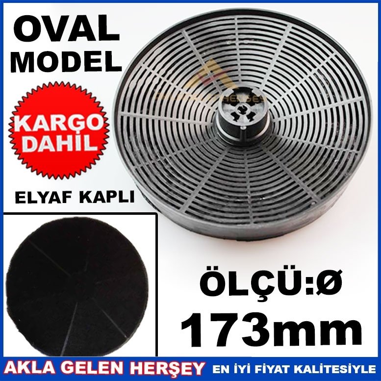 GÖBEKLİ OVAL MİKROKARBON MEKAPPA ASPİRATÖR FİLTRESİ 17cm KD