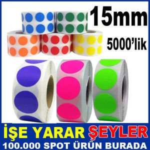 15mm RENKLİ ETİKET YAPIŞKANLI ETİKET RULO