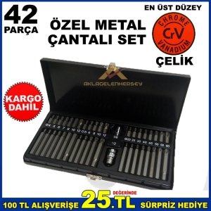 CHROME VANADIUM 42parça PROFESYONEL BİTS UÇ SOKET SETİ ÇANTALI