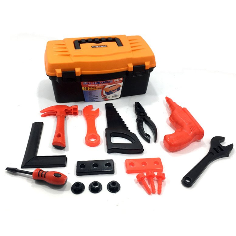 16 Parça Özel Çantalı Çocuklar İçin Oyuncak Tamir Seti Eğitici Öğretici Tamir Aletlerini Tanıyalım