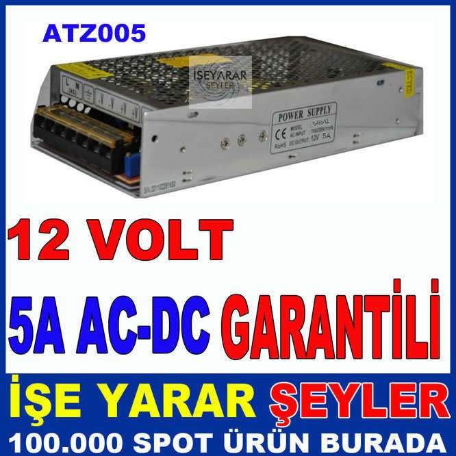 12V 5A AC-DC İÇ ve DIŞ MEKAN ŞERİT LED ADAPTÖRÜ