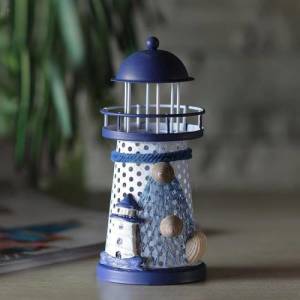 Işıksız Dekoratif Metal Deniz Feneri Obje 14 cm Hediyelik Eşya Biblo