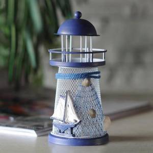 Işıksız Dekoratif Metal Deniz Feneri Obje 14 cm Hediyelik Eşya Biblo