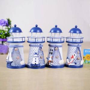 Işıksız Dekoratif Metal Deniz Feneri Obje 14 cm Hediyelik Eşya Biblo