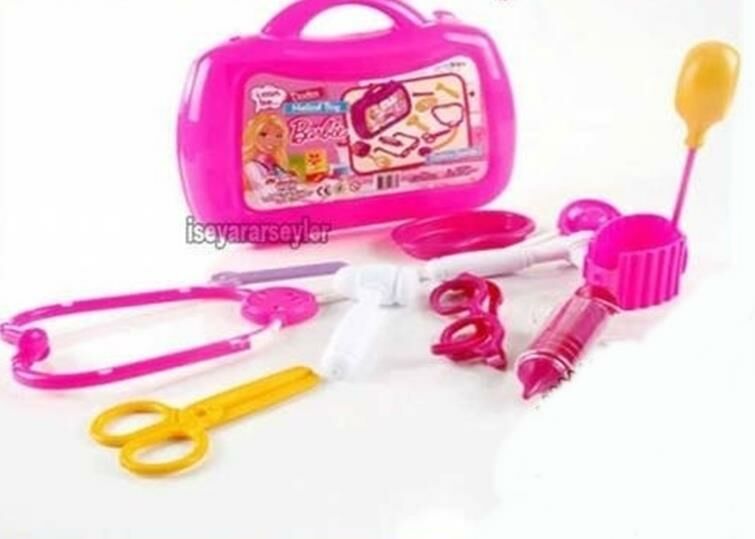 Barbie çantalı çocuk oyuncak doktor seti