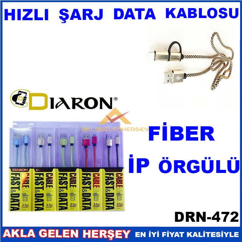 FİBER İP ÖRGÜLÜ 1000 MM HIZLI ŞARJ DATA KABLOSU