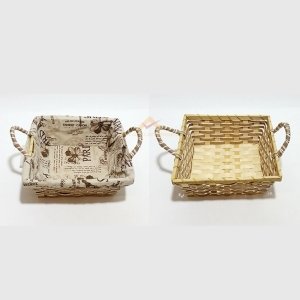 HASIR EKMEK SEPETİ İÇİ PARİS DESENİ KUMAŞ İLE KAPLI 24 x 24 CM