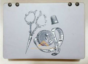 TABLO DESEN KAPAK 4 BÖLME DİKİŞ NAKIŞ İĞNE İPLİK ORGANİZE ŞIK AHŞAP SAKLAMA KUTUSU