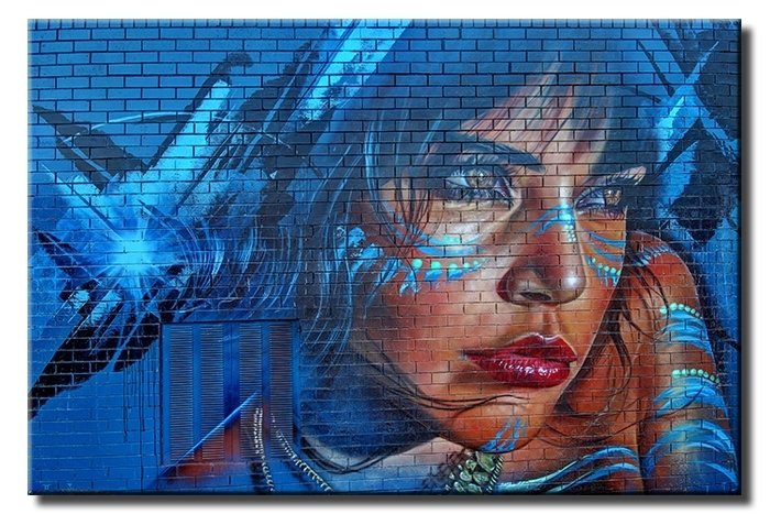 GRAFFITI MAVI SACLI KADIN 6 değişen ölçü ORİJİNAL KANVAS TABLO