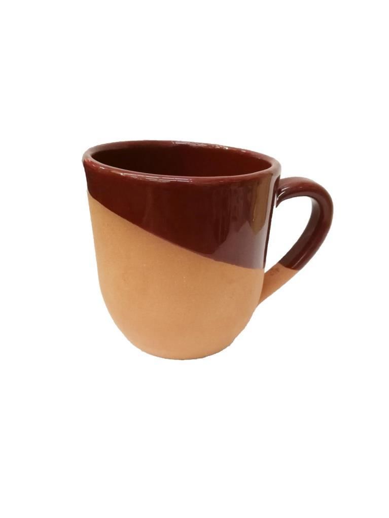 Kulplu Natural Toprak Kupa Organik Kahve Kupa Kahverengi (9cm)