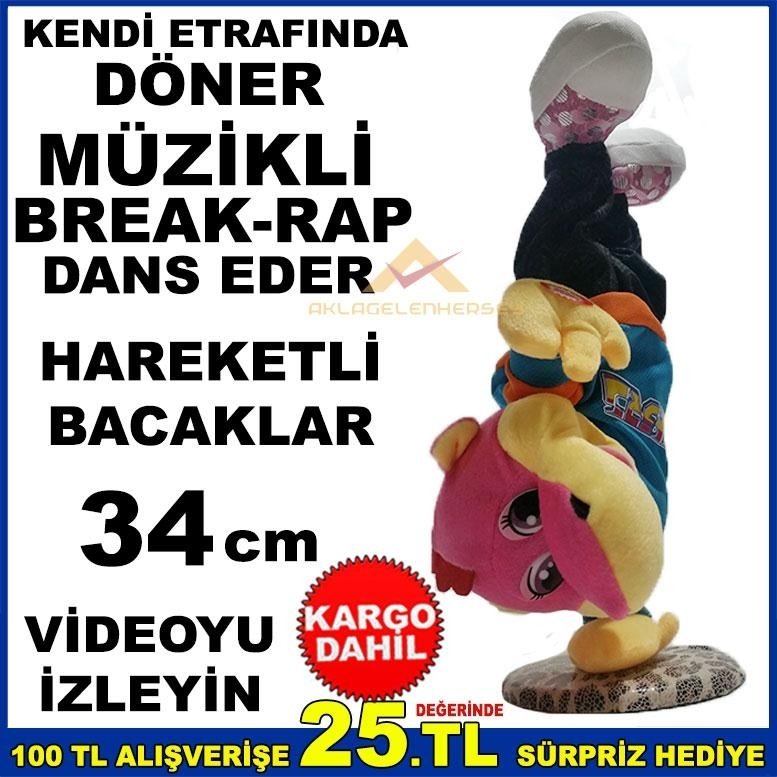 34cm MÜZİKLİ BREAK-RAP DANS EDEN KENDİ HAREKETLİ PELUŞ OYUNCAK