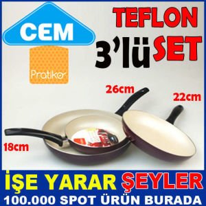 CEM 3'LÜ YANMAZ YAPIŞMAZ SERAMİK TAVA SETİ