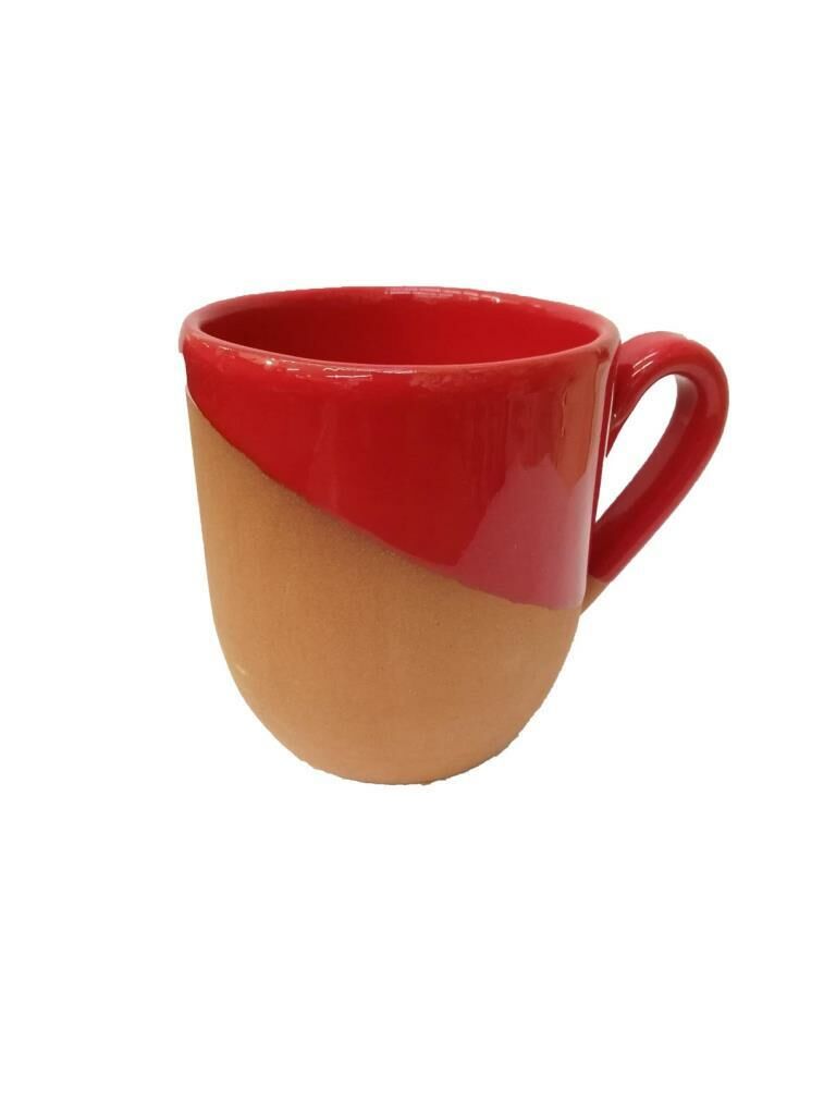 Kulplu Natural Toprak  Organik Kahve Kupa Kırmızı (9cm)