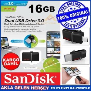 SANDİSK 16GB ULTRA DUAL USB 3.0 OTG FLASH BELLEK