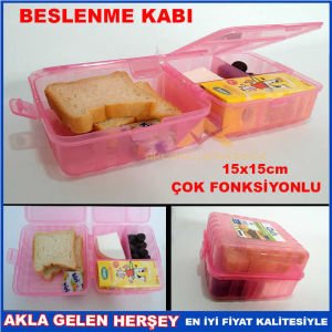 ÇOK FONKSİYONLU BESLENME KABI PRATİK BESLENME KUTUSU PEMBE