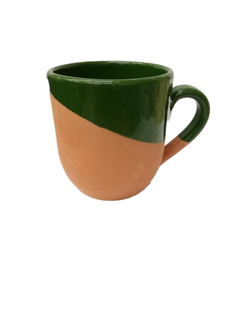 Kulplu Natural Toprak Organik Kahve Kupa Yeşil (9cm)