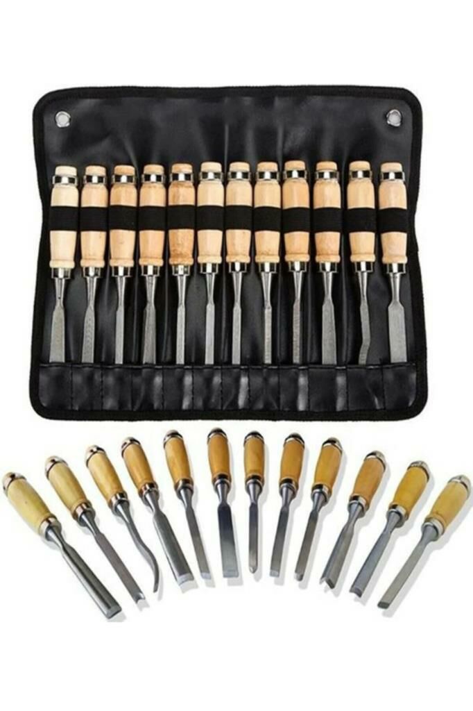 12li Profesyonel Iskarpela Ahşap Oyma Keski Iskarpela Seti Marangoz Takımı